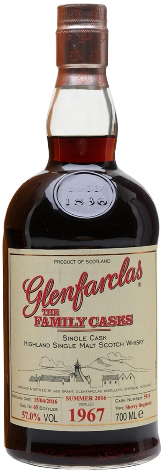 Glenfarclas, Highland Single Malt The Family Casks S16 Sherry Hogshead Single Cask 5114 Bottled 2016, Speyside 1967
